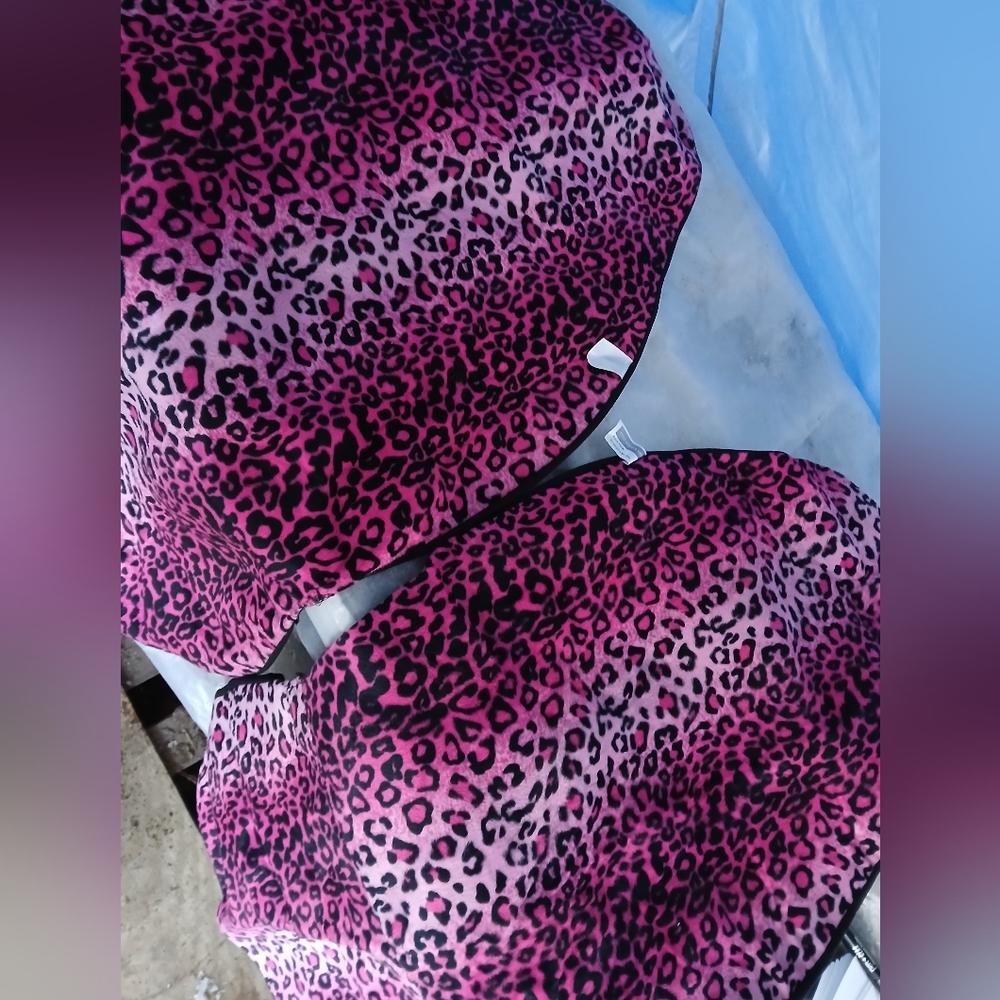 Dark Pink Animal Print Car Seat Covers Set Of 2 Like New
